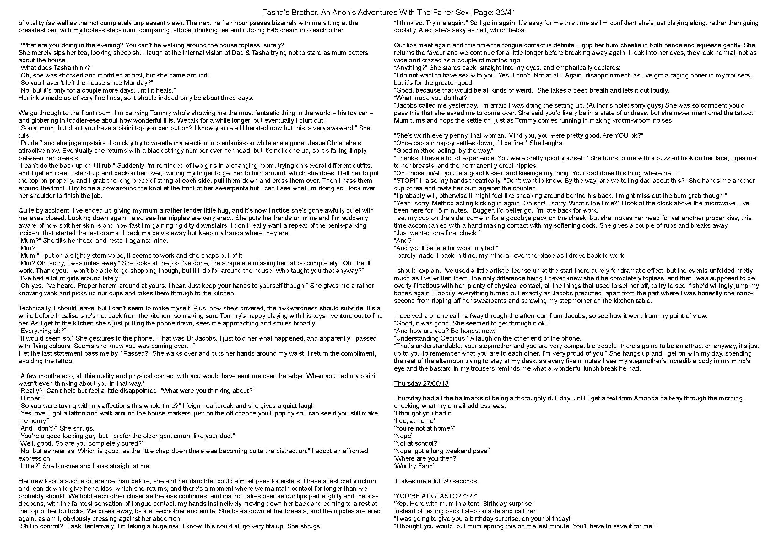 Anon's sister comes into the shower with him. Anon's meets her friend, and discovers family secrets.